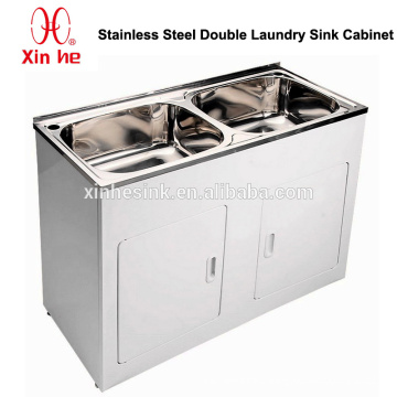 Stainless Steel Laundry Sink cabinet, New Australia 90L Double Bowl 304 Stainless Steel Laundry Sink with cabinet